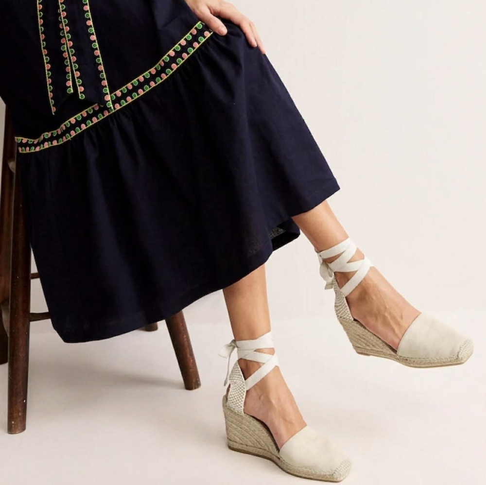 Boden Cream Espadrille Wedges